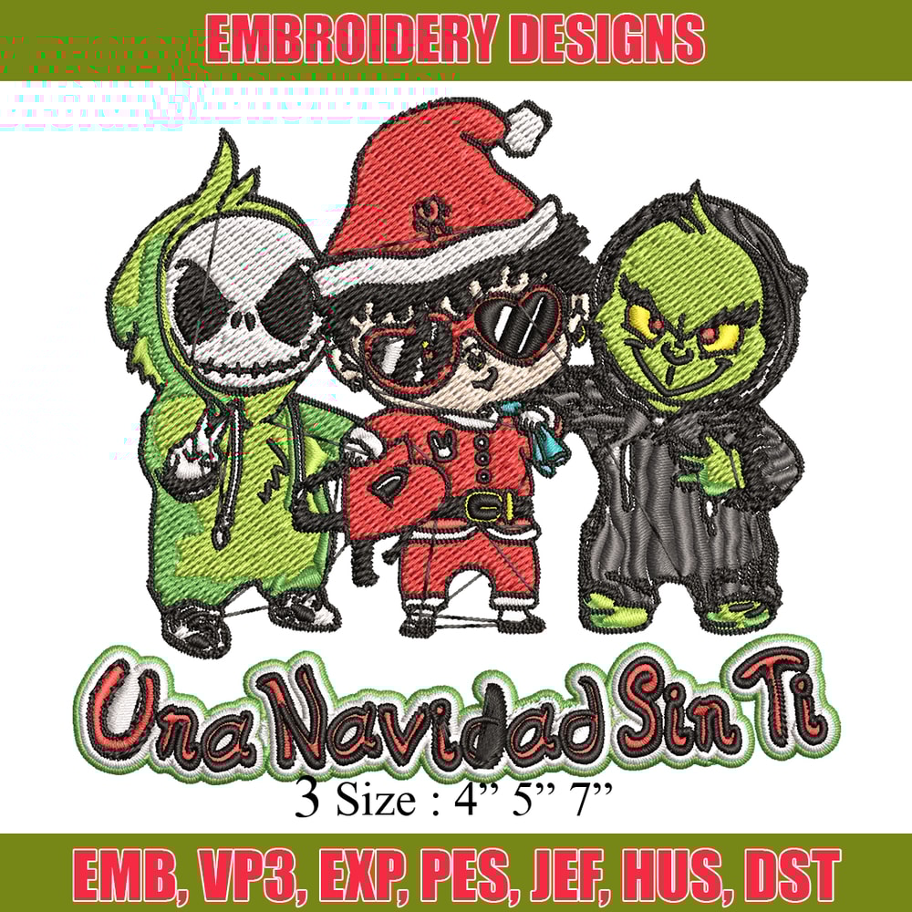 Una Navidad Sin Ti Grinch Embroidery design, Grinch christmas Embroidery, logo design, Embroidery File, Instant download.jpg