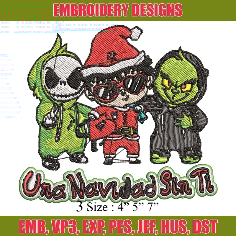 Una Navidad Sin Ti Grinch Embroidery design, Grinch christmas Embroidery, logo design, Embroidery File, Instant download.jpg