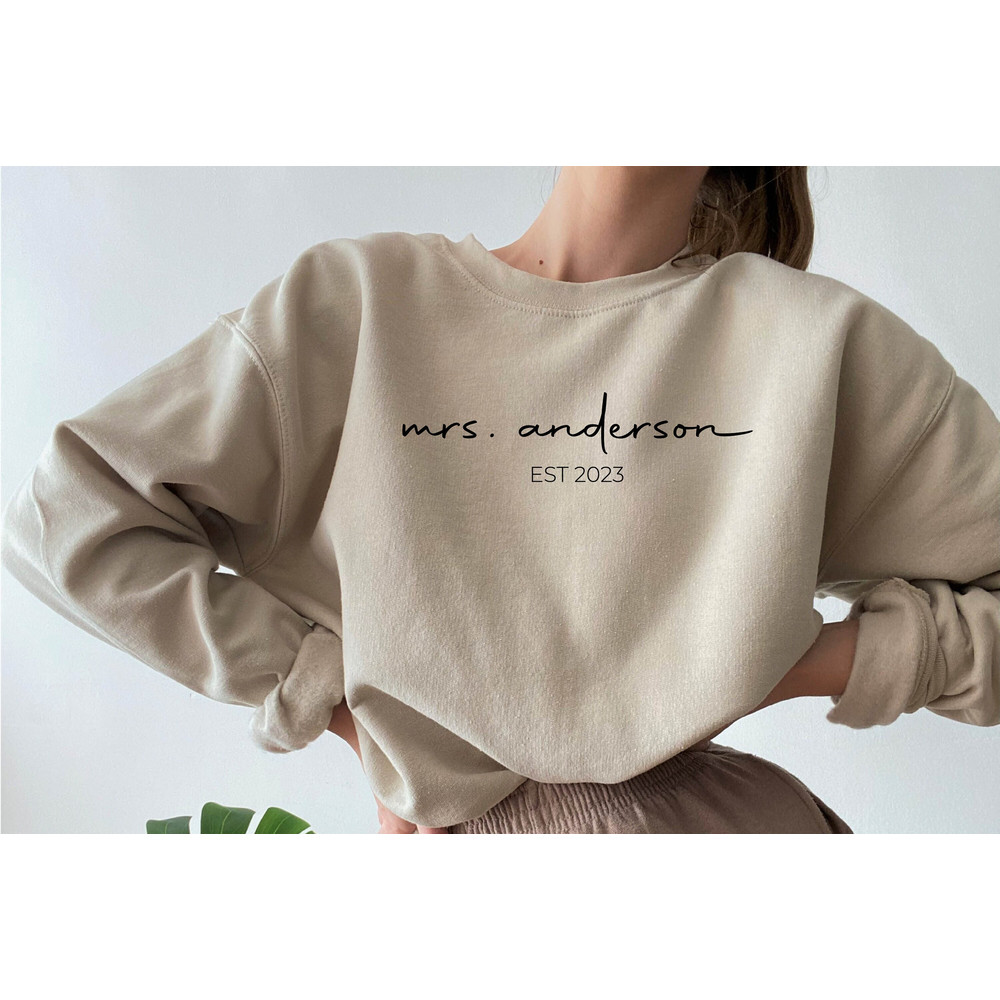 Customized  Mrs Sweatshirt, Mrs Personalized Last Name Sweatshirt, Bride Sweatshirt, Wifey Sweatshirt, Bachelorette Shirt, Newly Wife Shirt - 1.jpg
