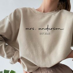 customized  mrs sweatshirt, mrs personalized last name sweatshirt, bride sweatshirt, wifey sweatshirt, bachelorette shir