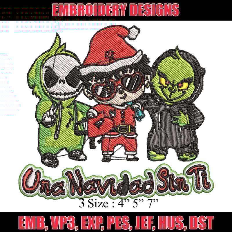 Una Navidad Sin Ti Grinch Embroidery design, Grinch christmas Embroidery, logo design, Embroidery File, Instant download.jpg