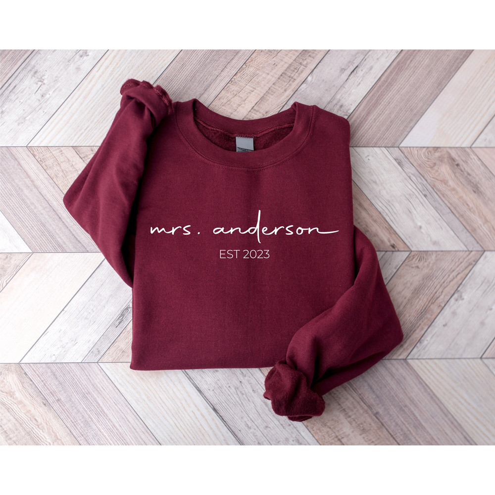 Customized  Mrs Sweatshirt, Mrs Personalized Last Name Sweatshirt, Bride Sweatshirt, Wifey Sweatshirt, Bachelorette Shirt, Newly Wife Shirt - 9.jpg