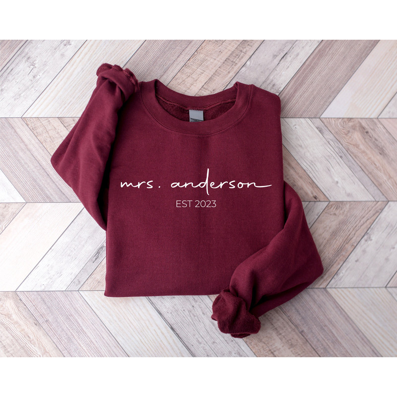 Customized  Mrs Sweatshirt, Mrs Personalized Last Name Sweatshirt, Bride Sweatshirt, Wifey Sweatshirt, Bachelorette Shirt, Newly Wife Shirt - 9.jpg