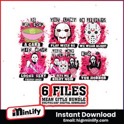 mean girls horror character svg bundle files for cricut