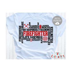 firefighter svg - firefighter word art svg - subway art - dxf - eps - silhouette- cricut file - digital cut file