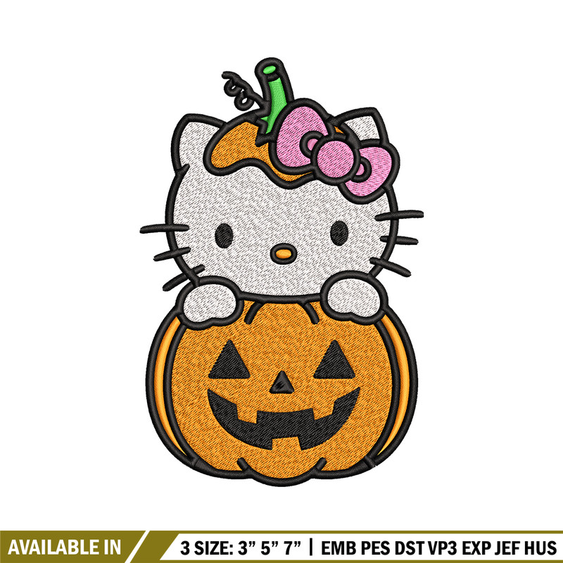 Hello Kitty With Pumpkin Embroidery design, Hellokitty Embroidery, cartoon design, Embroidery File, Digital download.jpg