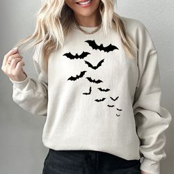 cute bats halloween sweatshirt, ghost bats shirt, womens halloween shirt, retro halloween graphic tee, funny halloween s