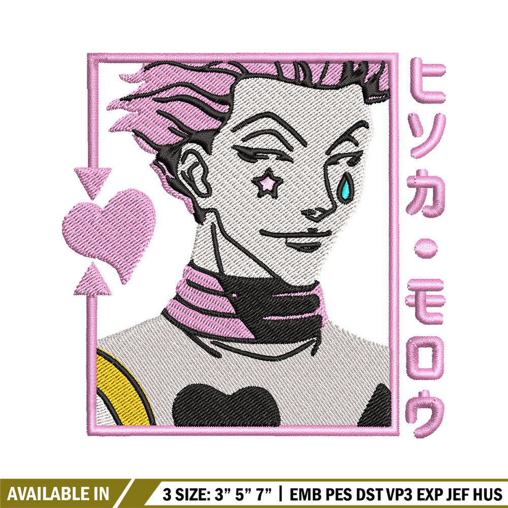 Hisoka pink embroidery design, Hxh embroidery, Embroidery shirt, Embroidery file, Anime design, Digital download.jpg