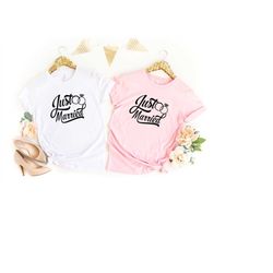 just married shirts, honeymoon shirts, newlywed shirts, wedding shirt, wife and hubs shirts, just married shirts, couple