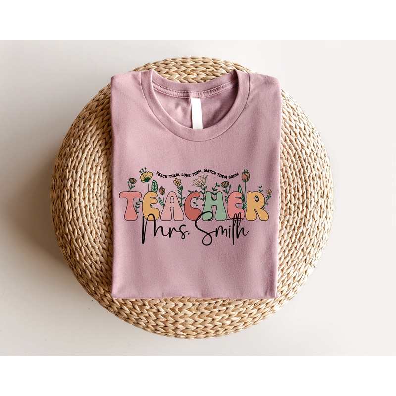 Cute Custom Floral Teacher Last Name Shirt, Teacher Mrs Shirt, Back To School, Teacher Appreciation, Elementary School Teacher Gift - 2.jpg