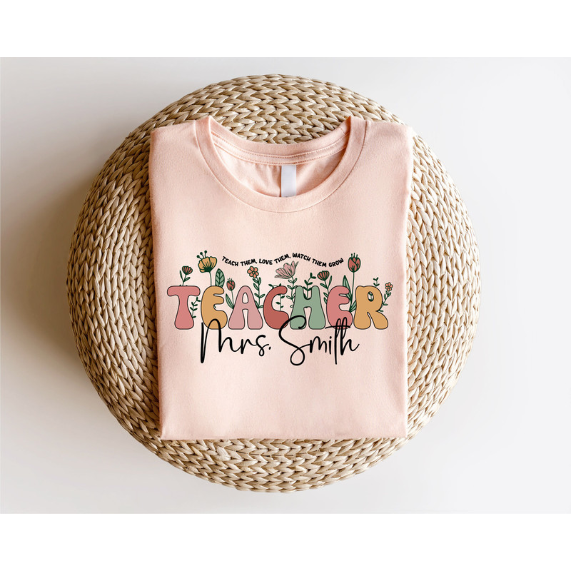 Cute Custom Floral Teacher Last Name Shirt, Teacher Mrs Shirt, Back To School, Teacher Appreciation, Elementary School Teacher Gift - 3.jpg