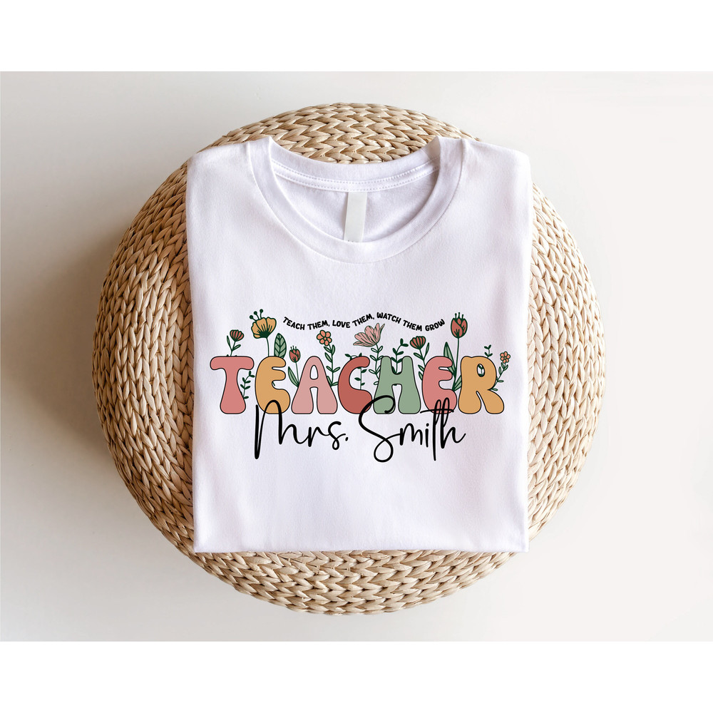Cute Custom Floral Teacher Last Name Shirt, Teacher Mrs Shirt, Back To School, Teacher Appreciation, Elementary School Teacher Gift - 4.jpg