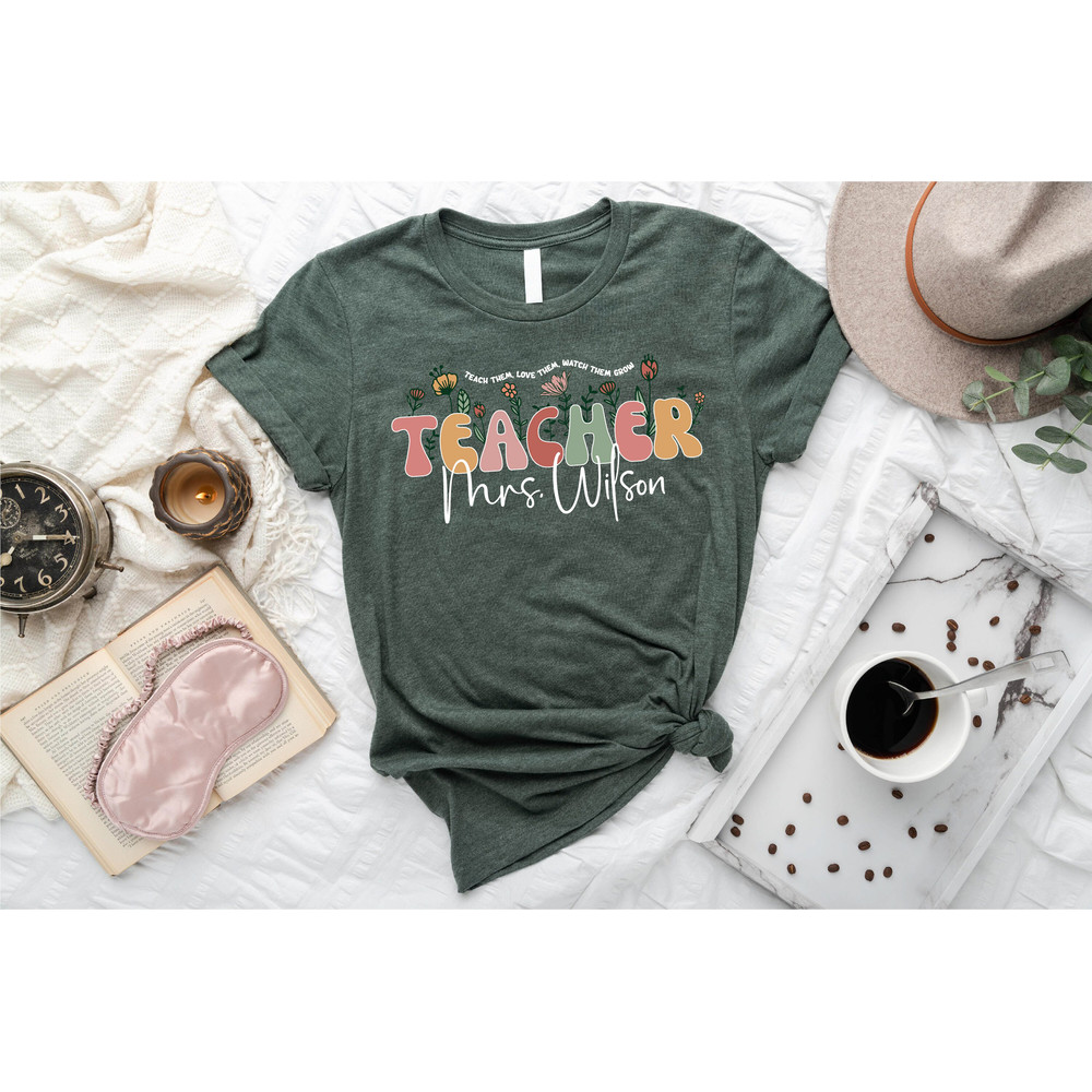 Cute Custom Floral Teacher Last Name Shirt, Teacher Mrs Shirt, Back To School, Teacher Appreciation, Elementary School Teacher Gift - 7.jpg