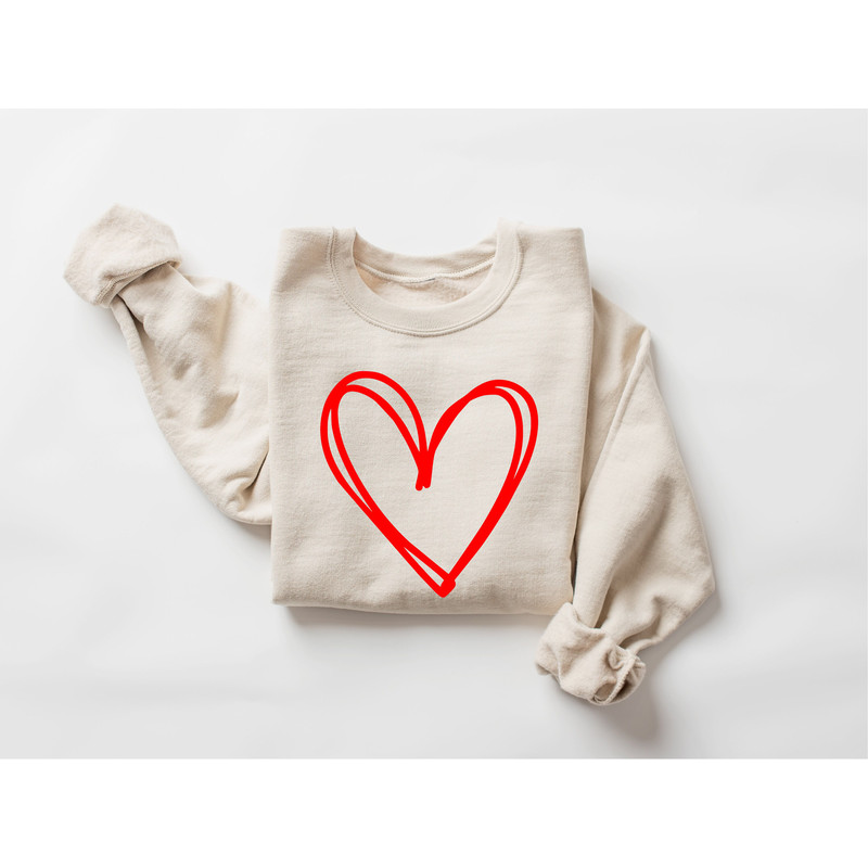 Cute Heart Sweatshirt, Valentine Sweatshirt, Love Sweatshirt, Valentines Day Shirt, Drawn Heart Love Sweatshirt, Valentines Day Outfit - 6.jpg