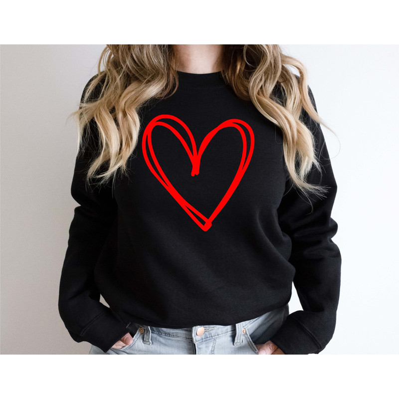 Cute Heart Sweatshirt, Valentine Sweatshirt, Love Sweatshirt, Valentines Day Shirt, Drawn Heart Love Sweatshirt, Valentines Day Outfit - 8.jpg