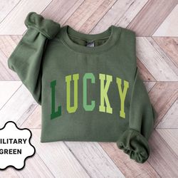 cute lucky sweatshirt, funny st patricks day sweatshirt, happy shamrock shirt, irish shirt, womens st patricks day shirt