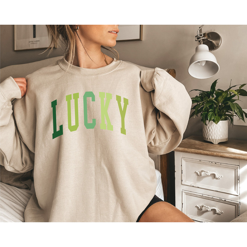 Cute Lucky Sweatshirt, Funny St Patrick's Day Sweatshirt, Happy Shamrock Shirt, Irish Shirt, Women's St Patricks Day Shirt - 4.jpg