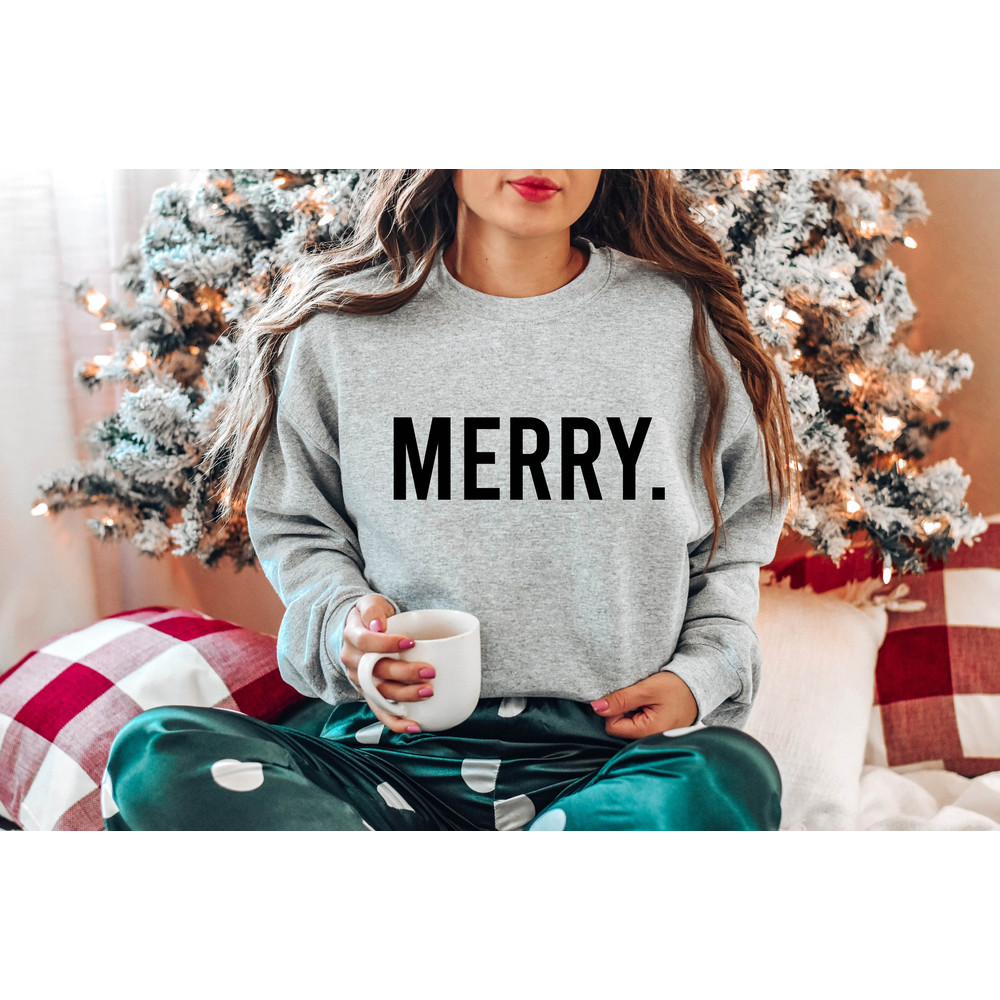 Cute Merry Sweatshirt, Christmas Sweatshirt, Holiday Sweater, Holiday Sweatshirt, Christmas Shirt, Winter Shirt, Womens Christmas Sweatshirt - 4.jpg