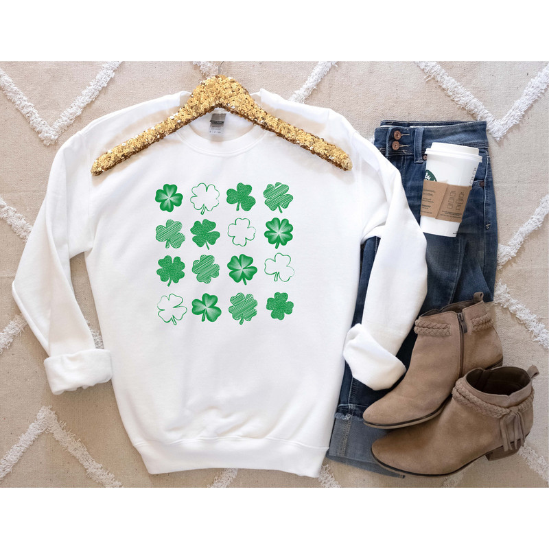 Cute Shamrocks Sweatshirt, Womens St Patrick's Day Sweatshirt, Happy Shamrock Shirt, Irish Shirt, Lucky St Patricks Day Shirt - 3.jpg