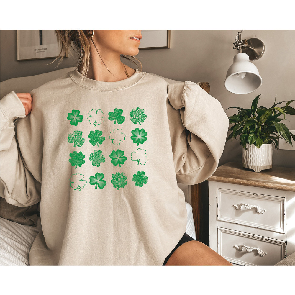 Cute Shamrocks Sweatshirt, Womens St Patrick's Day Sweatshirt, Happy Shamrock Shirt, Irish Shirt, Lucky St Patricks Day Shirt - 5.jpg