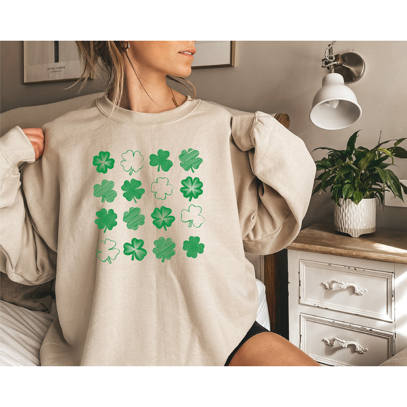 Cute Shamrocks Sweatshirt, Womens St Patrick's Day Sweatshirt, Happy Shamrock Shirt, Irish Shirt, Lucky St Patricks Day Shirt - 5.jpg