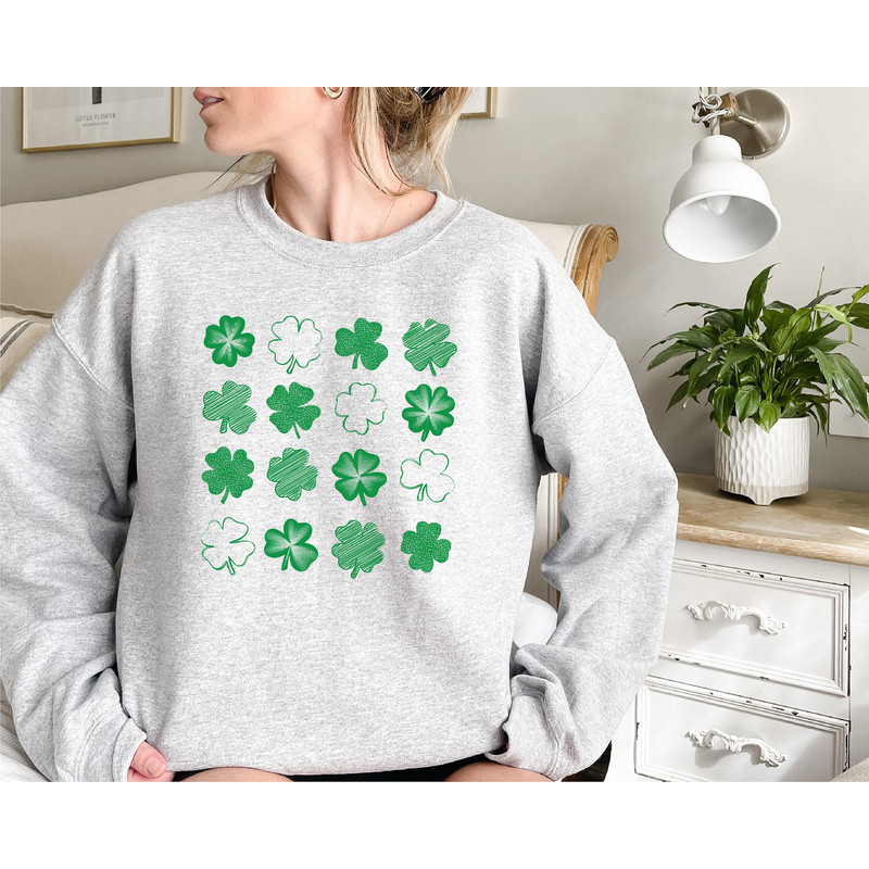 Cute Shamrocks Sweatshirt, Womens St Patrick's Day Sweatshirt, Happy Shamrock Shirt, Irish Shirt, Lucky St Patricks Day Shirt - 6.jpg