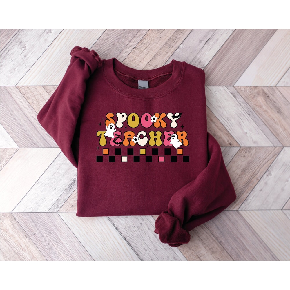 Cute Spooky Teacher Sweatshirt, Teacher Halloween Sweatshirt, Teacher Appreciation Gifts, Fall Teacher Shirt, New Teacher, Back To School - 3.jpg