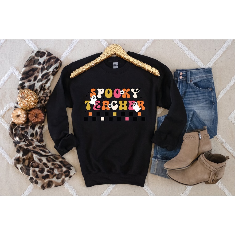 Cute Spooky Teacher Sweatshirt, Teacher Halloween Sweatshirt, Teacher Appreciation Gifts, Fall Teacher Shirt, New Teacher, Back To School - 4.jpg