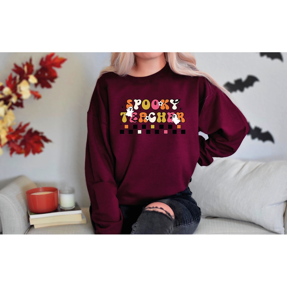 Cute Spooky Teacher Sweatshirt, Teacher Halloween Sweatshirt, Teacher Appreciation Gifts, Fall Teacher Shirt, New Teacher, Back To School - 7.jpg