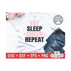cheer svg - eat sleep cheer repeat - cheerleader - svg - dxf - eps - cheerleading - cut file - silhouette - cricut - digital download