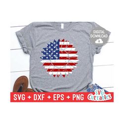 flag sunflower svg - patriotic cut file - 4th of july - fourth of july - svg - dxf - eps - png - silhouette - cricut - digital file