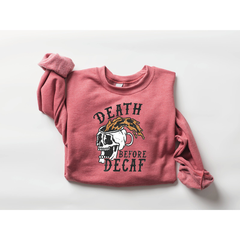 Death Before Decaf Sweatshirt, Womens Halloween Fall Coffee Sweatshirt, Cute Skull Hoodie, Skeleton Shirt, Pumpkin Spice Coffee Shirt - 6.jpg