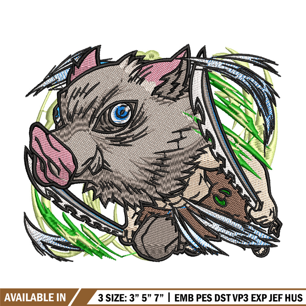 Inosuke embroidery design, Kimetsu no Yaiba embroidery, embroidery file, anime design, anime shirt, Digital download.jpg