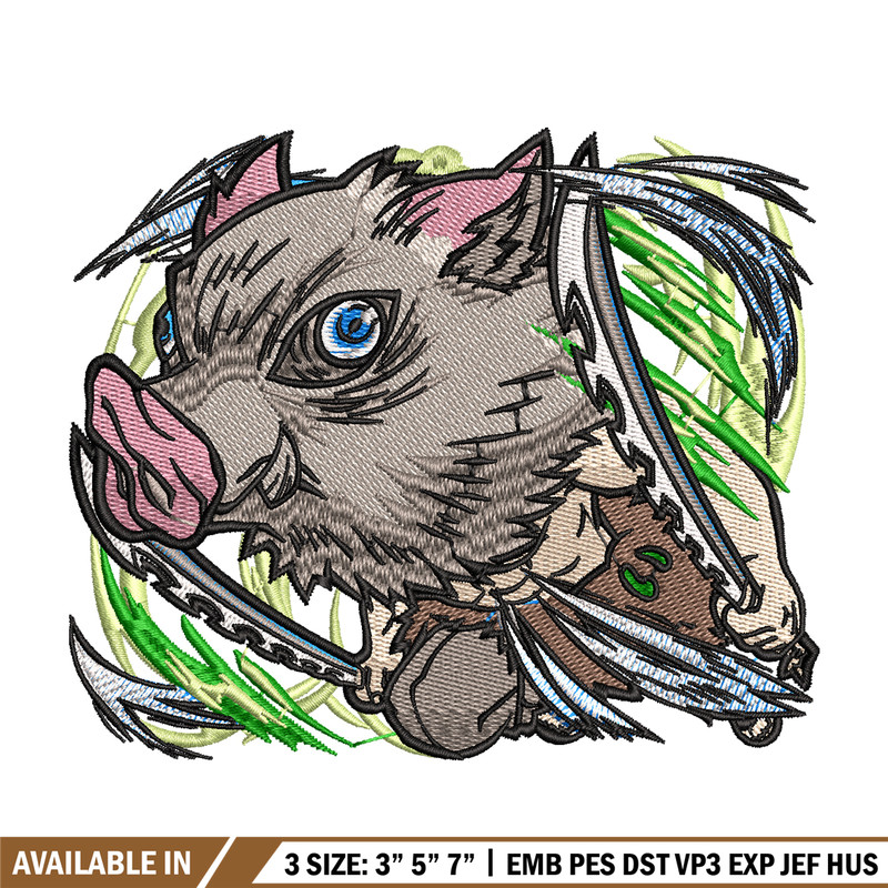 Inosuke embroidery design, Kimetsu no Yaiba embroidery, embroidery file, anime design, anime shirt, Digital download.jpg