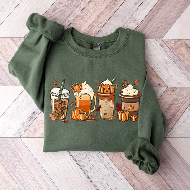 Fall Coffee Shirt, Halloween Pumpkin Latte Drink Cup, Cute Fall Sweatshirt, Coffee Lover Shirt, Pumpkin Spice Shirt, Thanksgiving Shirt - 1.jpg