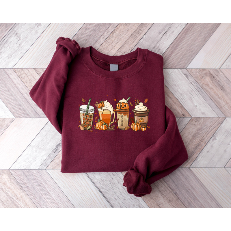 Fall Coffee Shirt, Halloween Pumpkin Latte Drink Cup, Cute Fall Sweatshirt, Coffee Lover Shirt, Pumpkin Spice Shirt, Thanksgiving Shirt - 3.jpg