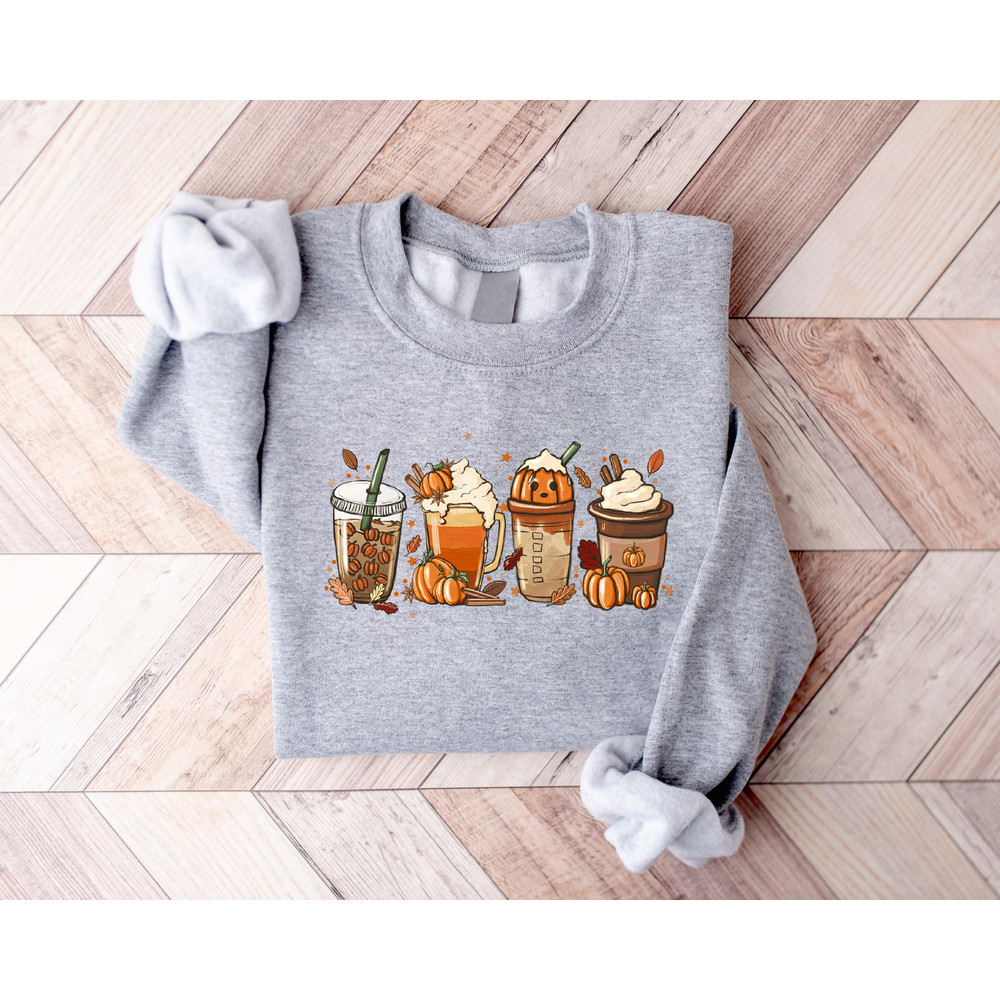 Fall Coffee Shirt, Halloween Pumpkin Latte Drink Cup, Cute Fall Sweatshirt, Coffee Lover Shirt, Pumpkin Spice Shirt, Thanksgiving Shirt - 4.jpg