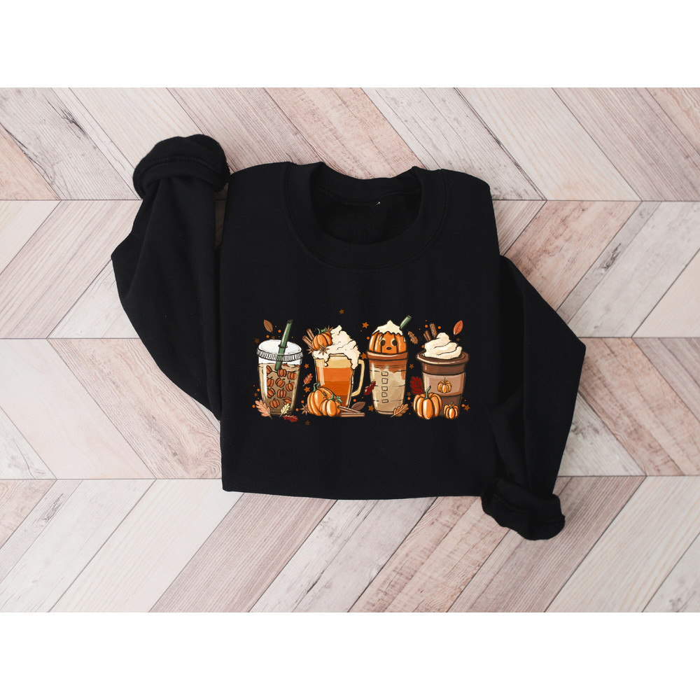 Fall Coffee Shirt, Halloween Pumpkin Latte Drink Cup, Cute Fall Sweatshirt, Coffee Lover Shirt, Pumpkin Spice Shirt, Thanksgiving Shirt - 5.jpg