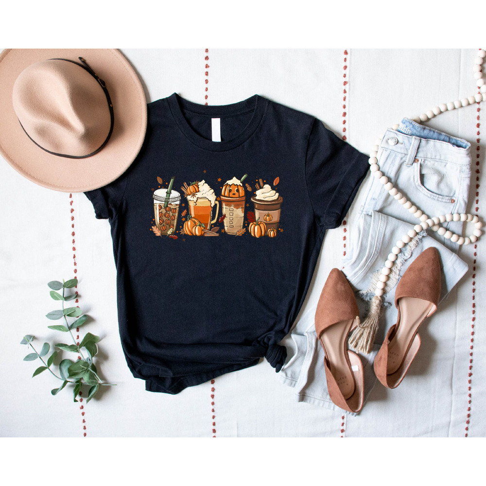 Fall Pumpkin Coffee Shirt, Coffee Lover Shirt, Halloween Pumpkin Latte Drink Cup, Pumpkin Spice Shirt, Thanksgiving Shirt, Teacher Halloween - 3.jpg