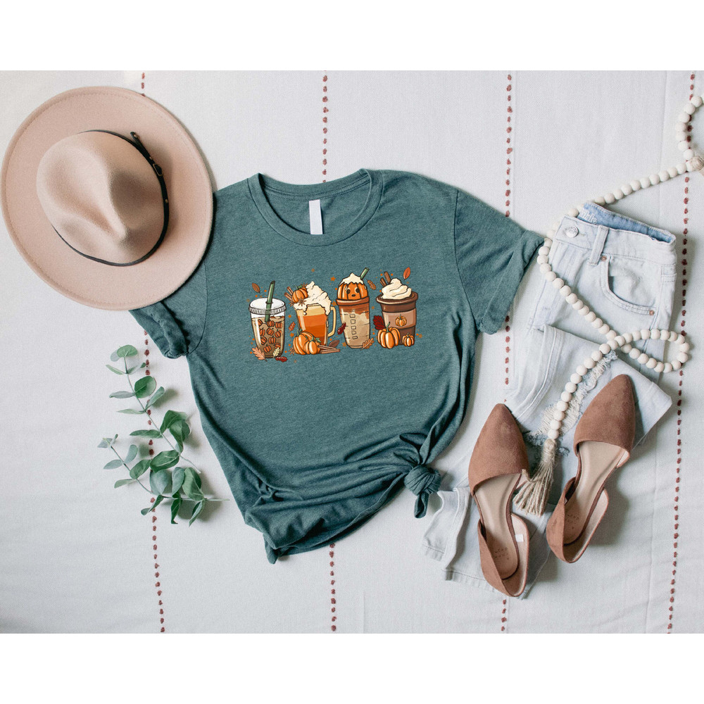 Fall Pumpkin Coffee Shirt, Coffee Lover Shirt, Halloween Pumpkin Latte Drink Cup, Pumpkin Spice Shirt, Thanksgiving Shirt, Teacher Halloween - 4.jpg