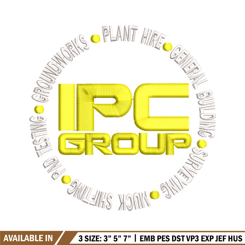 IPC Group logo embroidery design, IPC Group embroidery, logo design, logo shirt, Embroidery file, Instant download.jpg