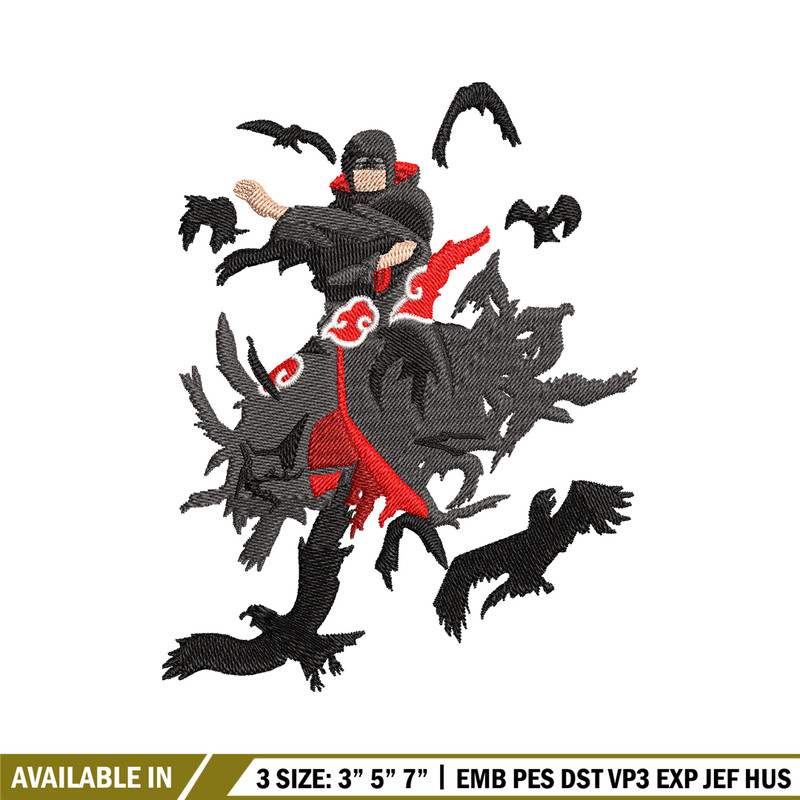 Itachi crow embroidery design, Naruto embroidery, embroidery file, anime design, anime shirt, Digital download.jpg