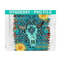cow skull png, sublimate download, cow skull, bull, sunflower, country, tribal, serape, turquoise, autumn,