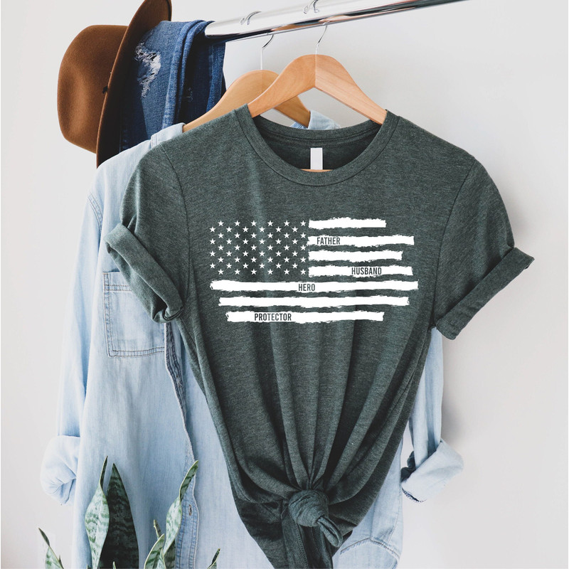 Fathers Day Shirt, Dad Shirt, Husband Daddy Protector Hero Shirt, American Flag Shirt, Grandpa Shirt, Best Dad Shirt, Fathers Day Gift - 1.jpg