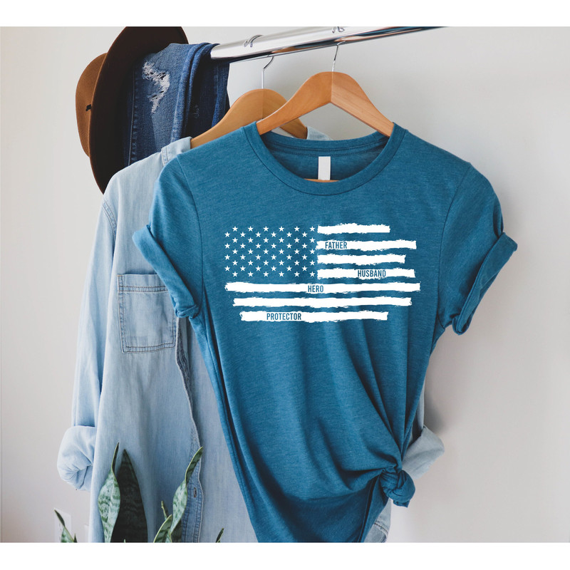 Fathers Day Shirt, Dad Shirt, Husband Daddy Protector Hero Shirt, American Flag Shirt, Grandpa Shirt, Best Dad Shirt, Fathers Day Gift - 3.jpg