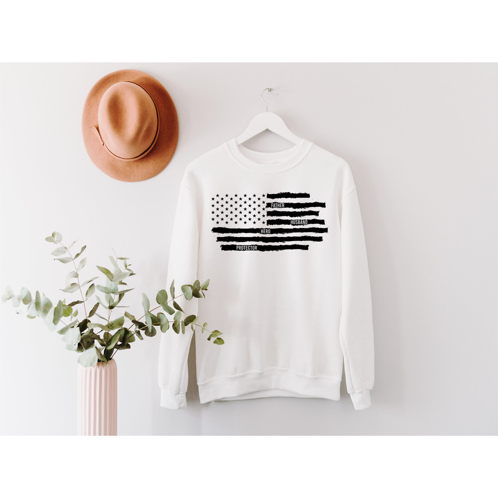 Fathers Day Sweatshirt, Husband Father Protector Hero Sweatshirt, American Flag Sweatshirt, Gift for Dad, Gift for Grandpa, Fathers Day Gift - 6.jpg