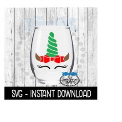 christmas unicorn svg, christmas wine glass svg files, instant download, cricut cut files, silhouette cut files, download, print