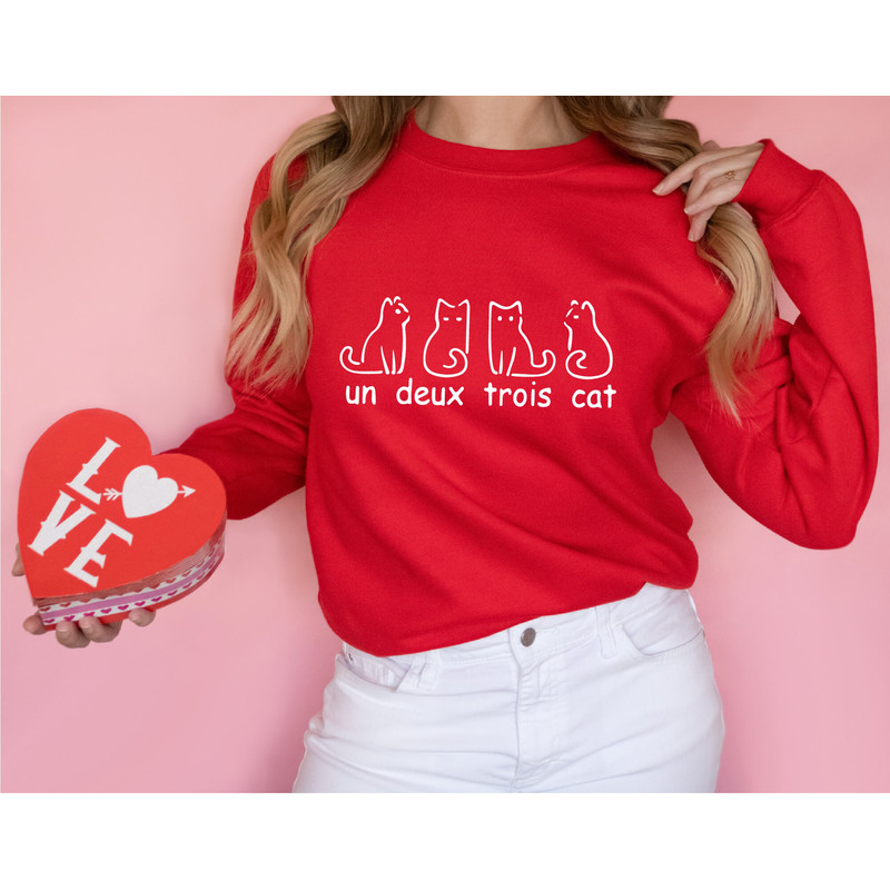 French Cat Sweatshirt, Un Deux Trois Cat Sweatshirt, Gifts for cat lovers, Cat Mom, Cute Cat Hoodie, Cat Lady Gift, Cat Clothing,Cat Dad - 2.jpg