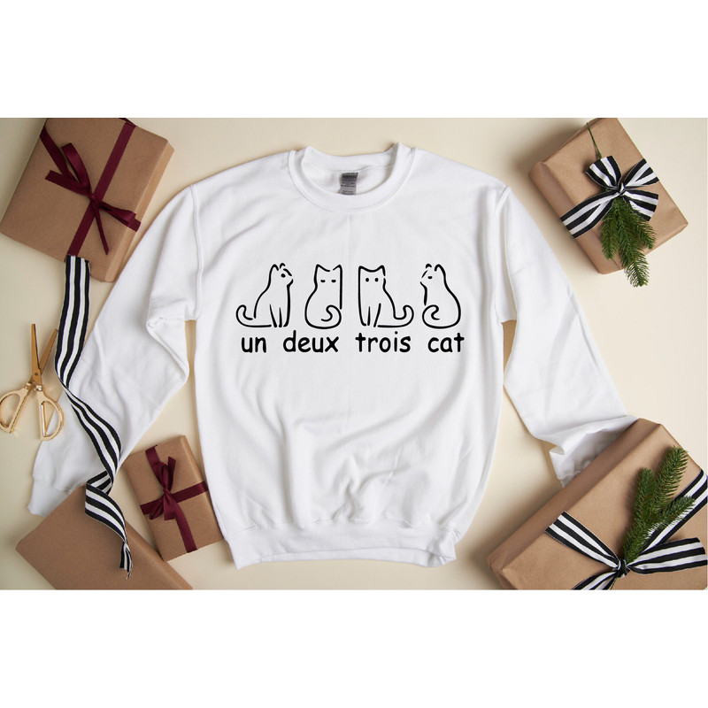 French Cat Sweatshirt, Un Deux Trois Cat Sweatshirt, Gifts for cat lovers, Cat Mom, Cute Cat Hoodie, Cat Lady Gift, Cat Clothing,Cat Dad - 4.jpg