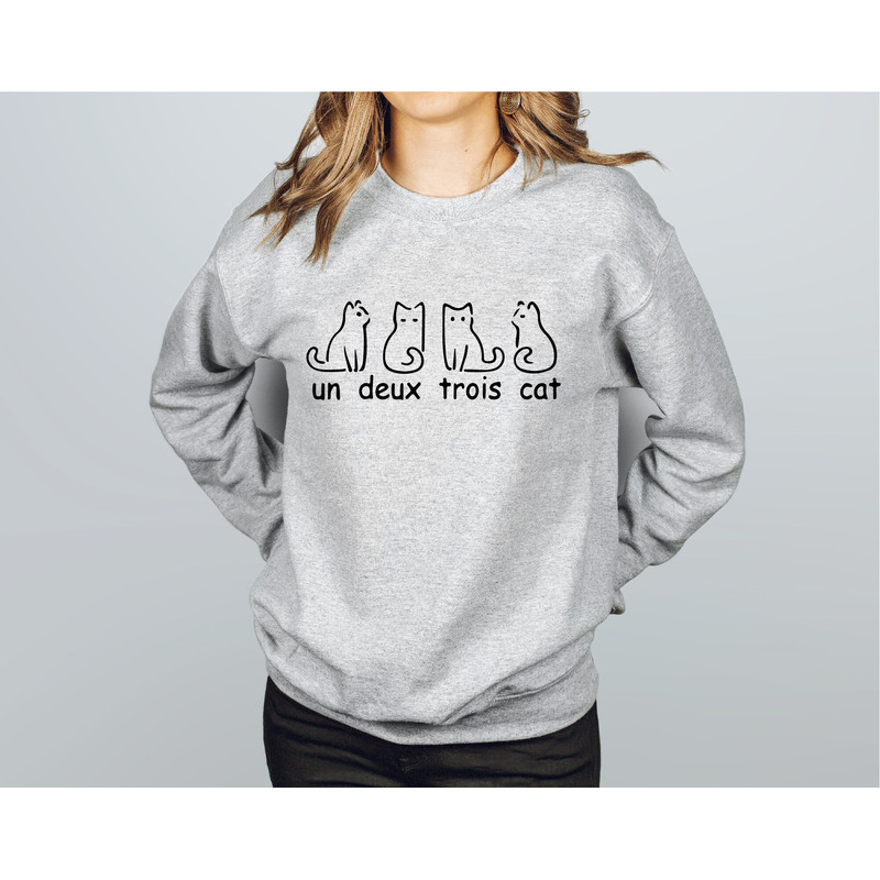 French Cat Sweatshirt, Un Deux Trois Cat Sweatshirt, Gifts for cat lovers, Cat Mom, Cute Cat Hoodie, Cat Lady Gift, Cat Clothing,Cat Dad - 5.jpg